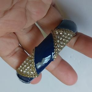 Paved Crystals Blue Enameled Bangle Bracelet